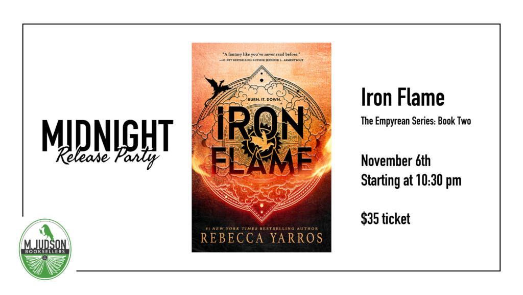 IRON FLAME launch party! Tuesday, November 7 @ 6:30 p.m. — skylark bookshop